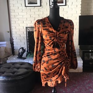 Rust colored cheetah ish dress.